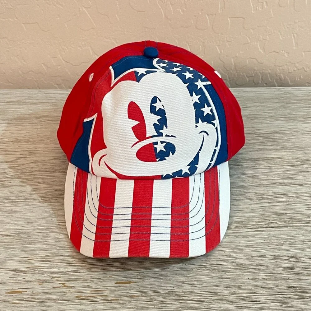 New Disney Parks Hat Cap Youth All American Mickey Mouse Red White Blue Unisex